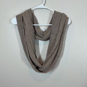 Celeste Brown Waffle Knit Infinity Scarf 90% Wool 10% Cashmere Luxury